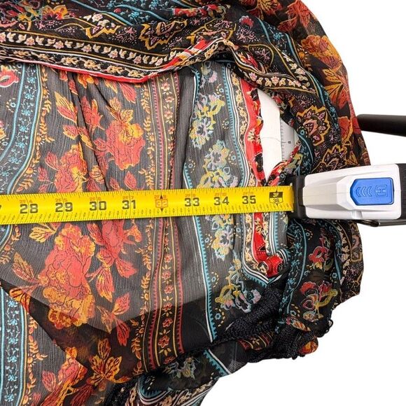 Forever 21 Boho Fringe Kimono Duster Festival Concert Artsy Hippie Open Shawl L - Picture 10 of 12